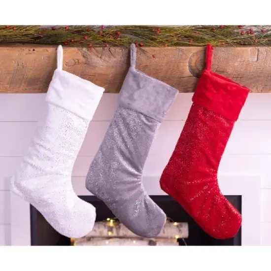 Gray and Silver Christmas Stocking &ndash; Soft Plush Fabric &ndash; Handmade in Minnesota by MerryStockings image {2}