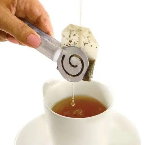 Norpro Decorative Swirl Stainless Steel Tea Bag Squeezer Tongs image {1}