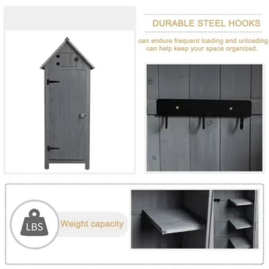 Gulches 30.3"L X 21.3"W X 70.5"H Outdoor Storage Cabinet Tool Shed Wooden Garden Shed  Gray image {4}