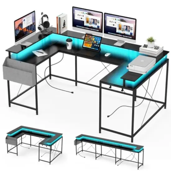 ODK U Shaped Desk Gaming Desk, 79 Inch Reversible Computer Table for Small Space, Easy to Assemble image {8}