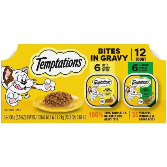 Temptations Bites in Gravy Seafood and Chicken Flavor Wet Cat Food - 12ct image {11}