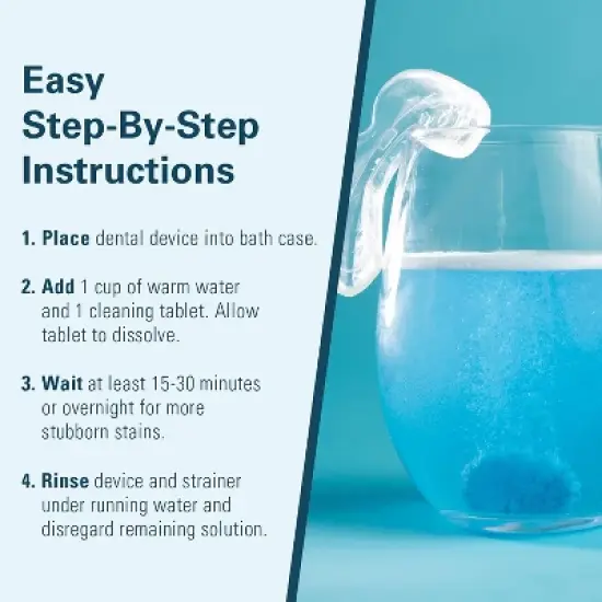 Mint Retainer Cleanser Tablets with Soak Container Kit, Universal Denture Cleaning Tablets, Removes Stains Odor, M3, 92 Tablets & 1 bath case image {3}