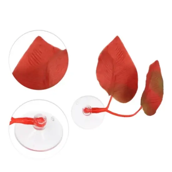 Unique Bargains Betta Fish Leaf Pad Hammock Plants for Fish Tank Red 2.56"x1.77" image {2}