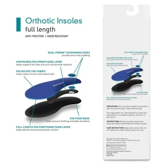 McKesson Blue Orthotic Insole Size I 16-1005-01I, 12 Ct image {3}