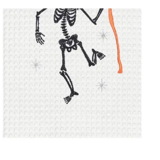 C&F Home Dancing Skeleton Witch Halloween Embroidered 100% Cotton Waffle Weave Kitchen Dishtowel image {2}