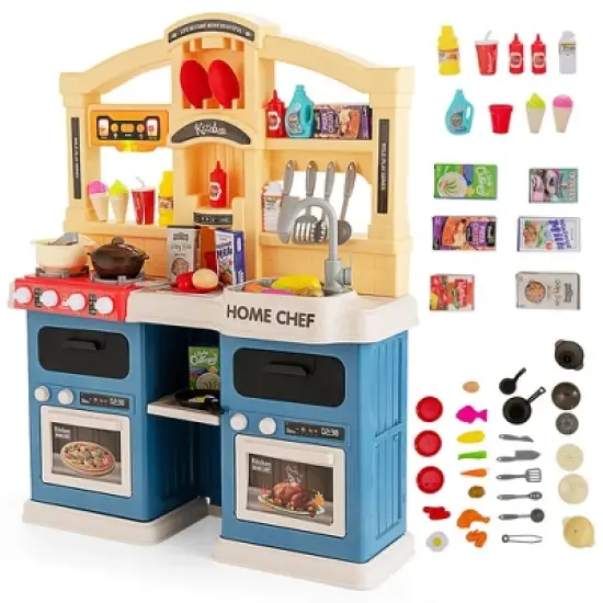 Costway Kids Play Kitchen Set 69PC Kitchen Playset Toys W/ Realistic Lights & Sounds image {10}