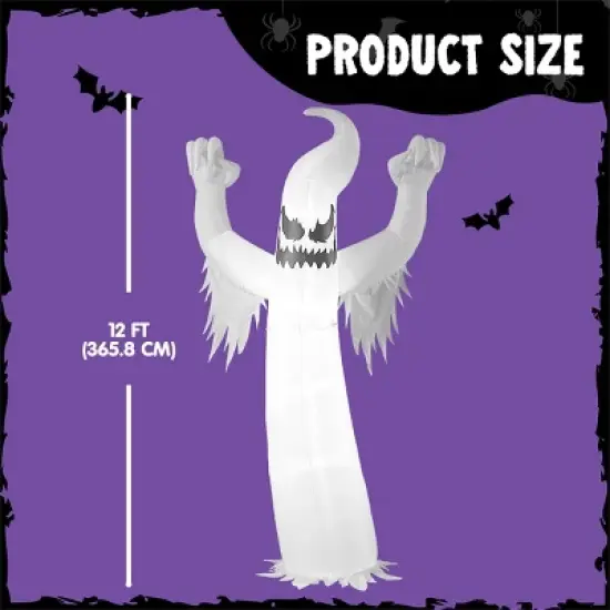 Joyfy 12 FT Halloween Inflatable Outdoor Decoration, Scary Ghost Inflatable with LEDs for Halloween Party Indoor, Outdoor, Yard, Garden, Lawn Decor image {4}