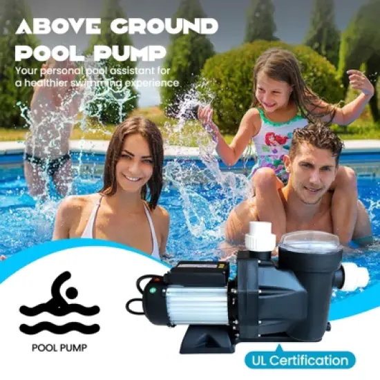 1.5HP Swimming Pool Pump &ndash; 110V Single Speed Above Ground Self-Priming Pump with 1100W High-Power Copper Motor for Quiet Performance image {6}