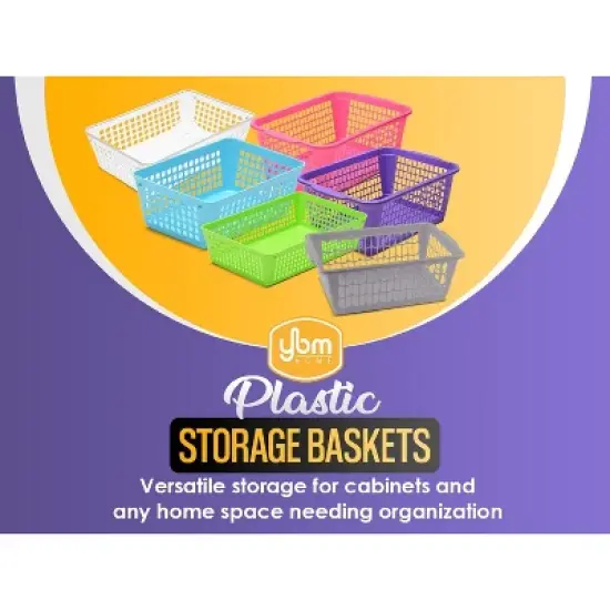 YBM HOME Plastic Perforated Storage Basket Bin Office Drawer, Shelf Desktop CountertopTray Organizer 32-1184, Pack of 3 image {2}