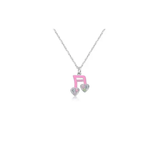 Chanteur Hypoallergenic Kids Jewelry Accessories Note Pink Crystal White Gold Palladium Plating Necklace image {1}