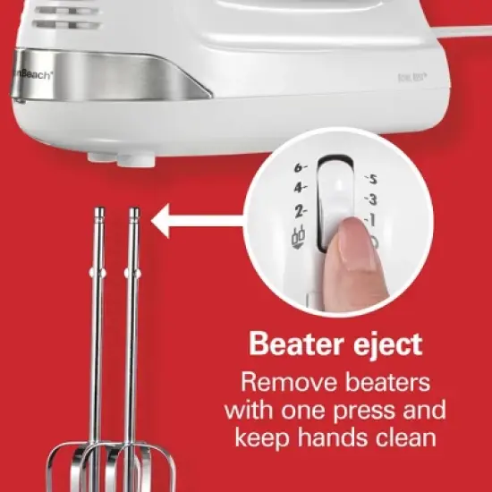 Hamilton Beach 6 Speed Hand Mixer Snap-On Case White 62629: Handheld Mixer for Kitchen, 275W, Dishwasher-Safe Parts image {5}