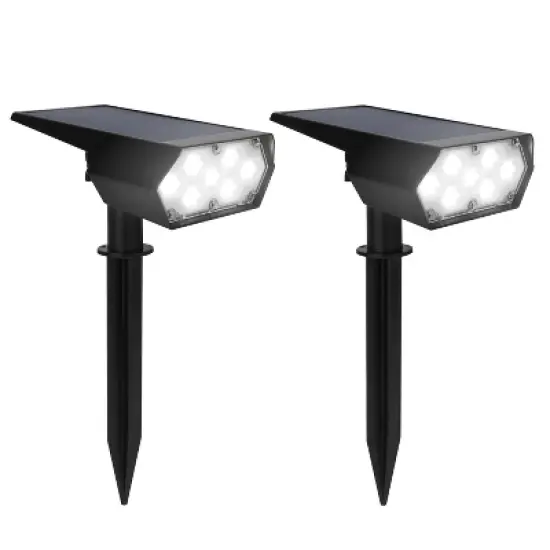 Techko Maid 2pk Outdoor Solar Spotlight with Wall Mount and Ground Stake Matte Black image {12}