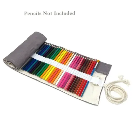 Wrapables Pencil Roll Organizer, Colored Pencil Wrap Pouch (72 slots), Gray image {3}