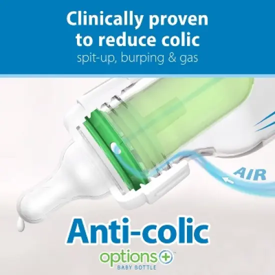 Dr. Brown's Anti-Colic Options+ Narrow-Neck Baby Bottle - Pig & Frog Deco - 8 fl oz/2pk image {2}