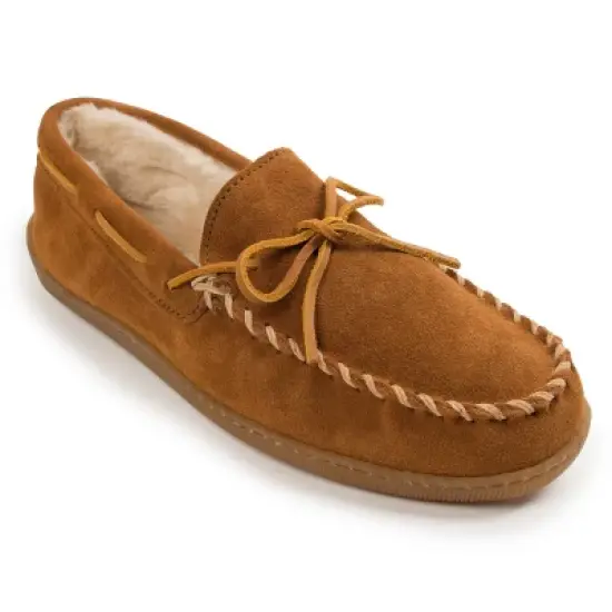Minnetonka Men's Suede Pile Lined Hardsole Moc Slipper image {6}
