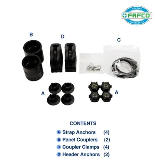 FAFCO Panel Installation Kit for In-Ground Swimming Pool Solar Heating Systems, Includes Strap Anchors, Panel Couplers, Coupler Clamps & Head Anchors image {1}