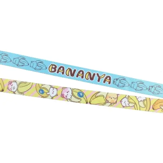 Bananya Lanyard ID Badge Holder With 2" Rubber Charm Pendant And Collectible Sticker image {2}