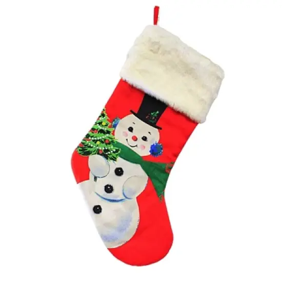 Christmas 19.0 Inch Vintage-Lookijng Snowman Stockin , Vintage-Looking Top Hat (1PC) image {4}