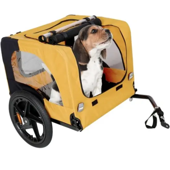 DOMETOUR Foldable Pet Stroller Pet Trailer for Small/Medium Dogs,  Quick Release Wheel, Non-Slip Floor, Internal Leash image {4}