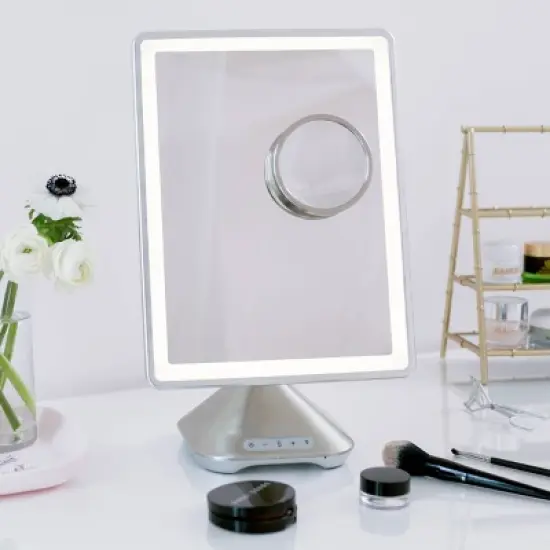 iHome 10" x 13"  Reflect PRO Portable Lighted LED Vanity Makeup Mirror with  Bluetooth Audio image {5}