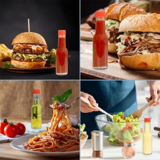 Cornucopia Brands 3oz Mini Hot Sauce Bottles, Choose Bottle Set or Replacement Parts; w/Red Caps, Dripper Inserts, and Black Shrink Bands image {3}