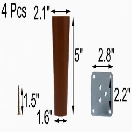 Unique Bargains Round Solid Wood Sofa Bed Couch Chair Bed Desk Closet Cabinet Replacement Feet Set of 4 Walnut Color 2.1"x1.6"x5" image {3}