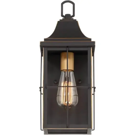 John Timberland Sunderland Rustic Mission Outdoor Wall Light Fixture Black Gold 15" Clear Glass for Post Exterior Barn Deck House Porch Yard Patio image {4}