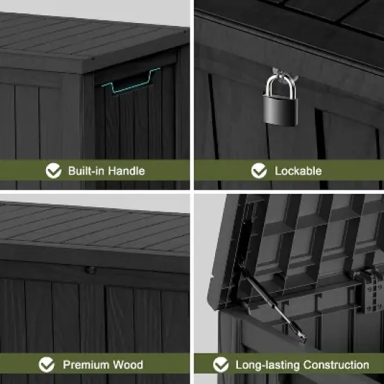 BI&SEA 150 Gallon Waterproof Deck Box-009,Lockable Resin Storage Box for Patio Furniture Cushions Garden Tools and Outdoor Delivery Storage image {5}