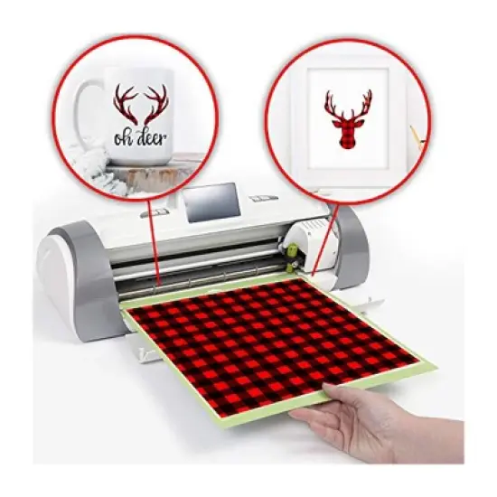 Craftopia Buffalo Plaid Vinyl Sheets for Cricut, 3 Packs, Red & Black image {3}