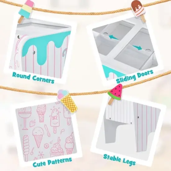 Costway Kid's Ice Cream Cart Food Trunk Play Toy Set with Display Rack & Accessories image {7}