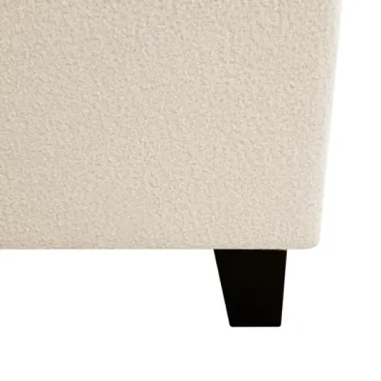 Twin/Queen/King Size Platform Bed Frame with Upholstered Headboard, Teddy Velvet, Ivory White - ModernLuxe image {12}