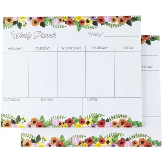 Paper Junkie Weekly Planner Pads - Pack of 2, Perfect for to Do Lists, Appointments, 52 Sheets Each, Floral Designs, 8 x 10 inches image {4}