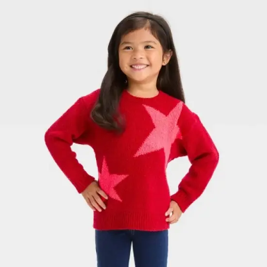 Toddler Girls' Stars Pullover Sweater - Cat & Jack&trade; Red image {3}