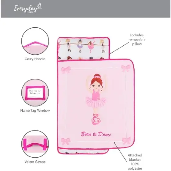 Everyday Kids Toddler Nap Mat &ndash;Born to Dance &ndash; Soft Microfiber, Rollup with Handle & Pillow, for Preschool, Daycare, or Travel -Ages 2-6 years image {7}