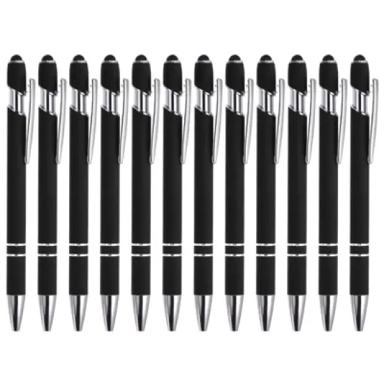 Unique Bargains Metal Black Ink Medium Point 2 in 1 Ballpoint Pen with Screen Touching Tip Style 1 12 Pcs image {7}