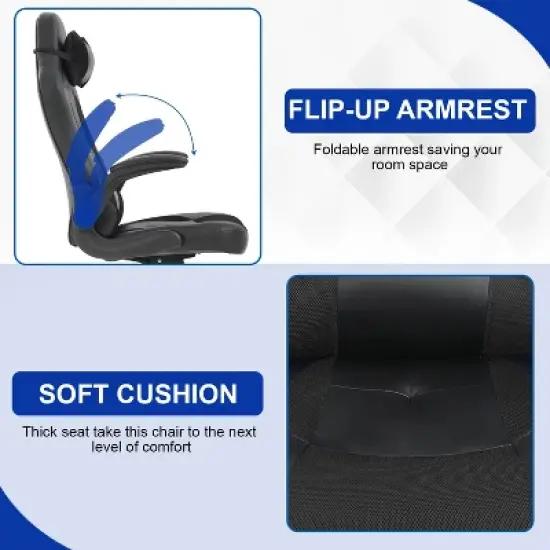 BestMassage Gaming Chair Office Chair Computer Desk Chair with Lumbar Support and Adjustable Headrest and PU Leather Gamer Chair for Adults image {5}