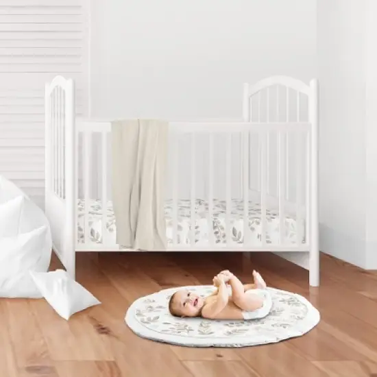 Sweet Jojo Designs Boy Girl Gender Neutral Unisex Baby Tummy Time Playmat Botanical Leaf Collection Taupe and White image {1}