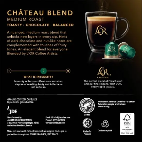 L'OR Chateau Medium Roast Blend Coffee Capsules - 30ct image {5}