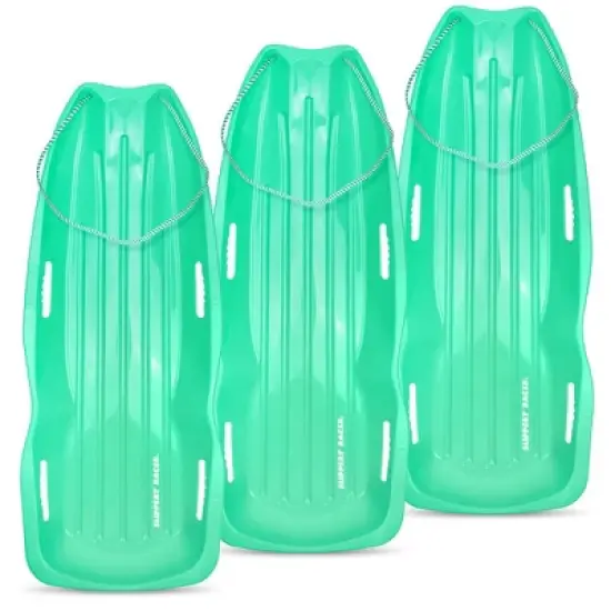 Slippery Racer Downhill Xtreme Flexible Adults and Kids Plastic Toboggan Snow Sled for 2 Riders with Pull Rope (3 Pack) image {10}