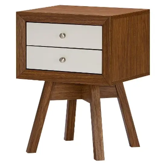 Warwick Two-tone Modern Accent Table and Nightstand Walnut/White - Baxton Studio image {1}