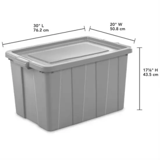 Sterilite Tuff1 30 Gallon Plastic Stackable Temperature and Impact Resilient Basement/Garage/Attic Storage Tote Container Bin with Lid, Gray (12 Pack) image {1}