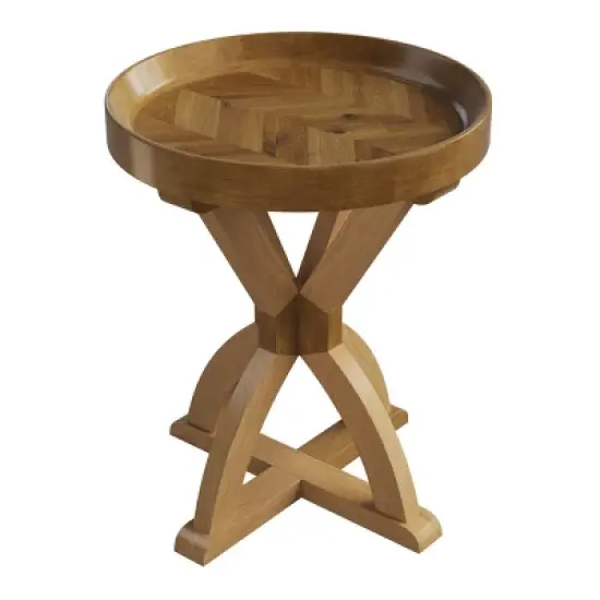Side Table - Mango Wood Pedestal Table for Couch, Loveseat, Entryway, or Bed - Farmhouse Living Room Furniture by Lavish Home (Natural) image {1}