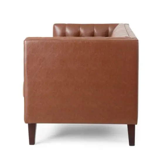 Pondway Contemporary Faux Leather Tufted 3 Seater Sofa - Christopher Knight Home image {3}