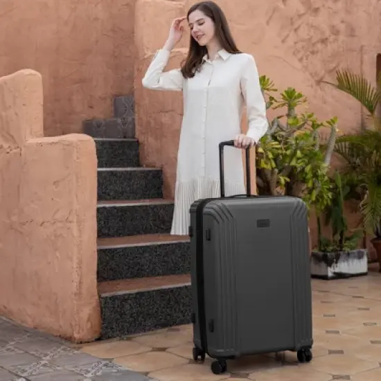 Badgley Mischka Evalyn 3pc Expandable Hardside Spinner Luggage Set - Gray image {9}