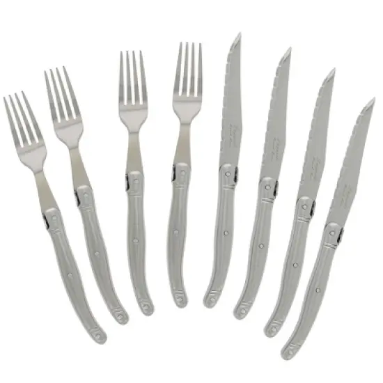 French Home 8pc Stainless Steel Laguiole Steak Knife and Fork Set image {2}