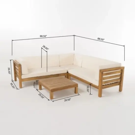 INFURNIC Patio Seating Sets Modern Outdoor Furniture Set Featuring Unique Design,Perfect for Gardens, Living Spaces, Beige, 88.5"*30.25"*26.5" image {1}