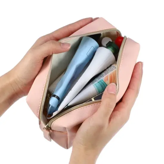 Unique Bargains PU Leather Large Travel Makeup Bag 1 Pc image {4}