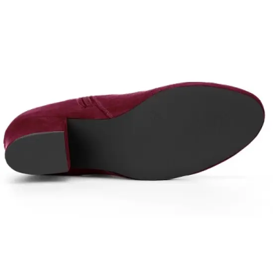 Allegra K Women Round Toe Side Zipper Block Heel Ankle Boots image {4}