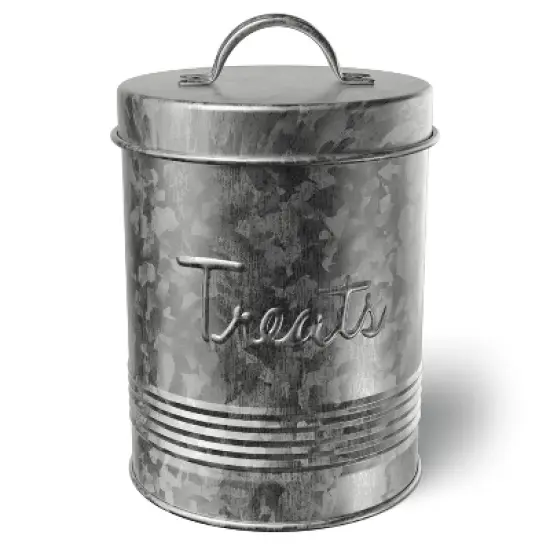 Amici Pet Retro Treats Storage Canister, 72 oz. , Galvanized Metal image {1}