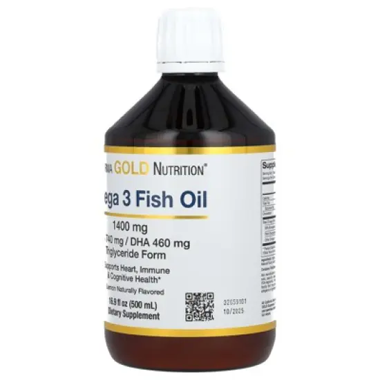California Gold Nutrition Omega-3 Fish Oil, Norwegian Triglyceride, Natural Lemon, 16.9 fl oz (500 ml) image {4}